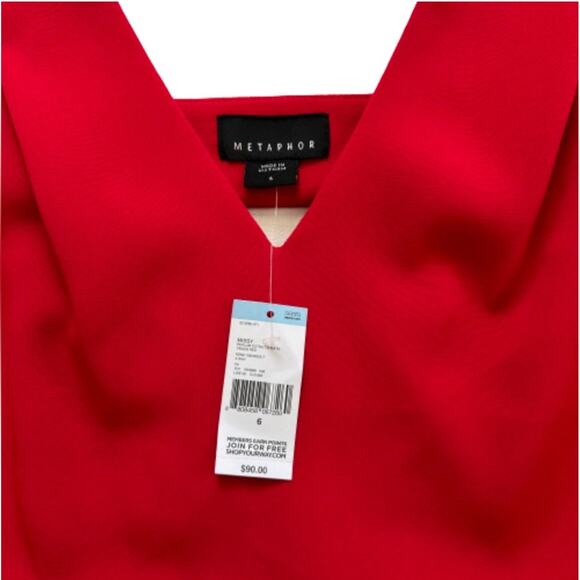 Metaphor Dress Tango Red Peplum Cut Out V-Neck Sleeveless Sheath Size 6 NEW - Picture 3 of 12